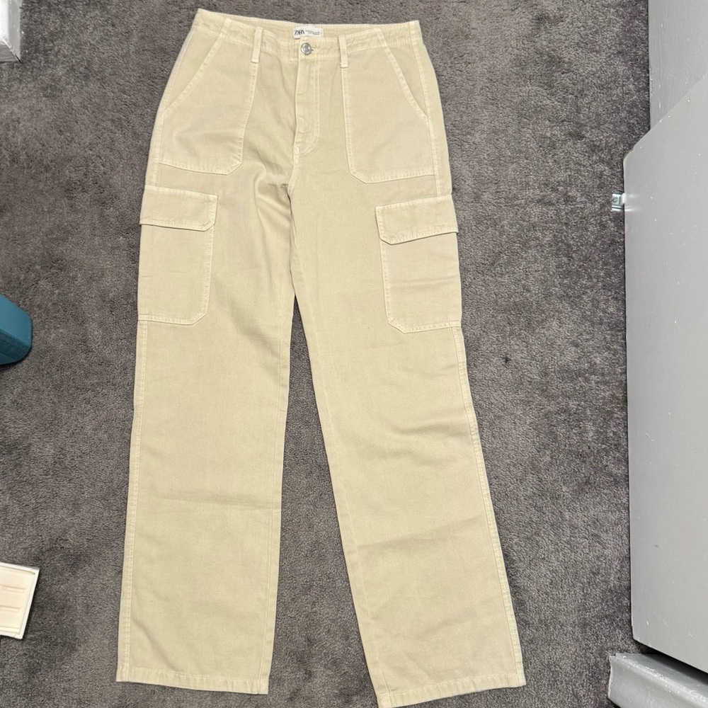 Zara Cream Straight Leg Pants